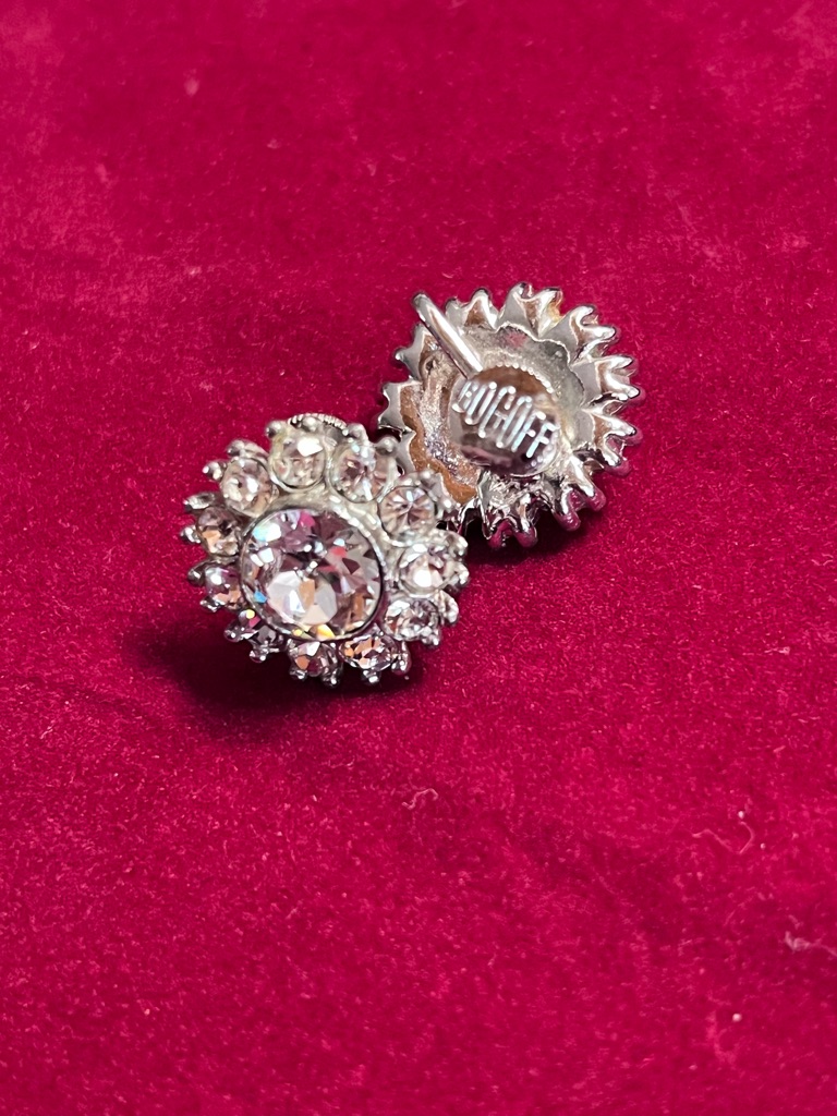 Vintage Bogoff Screw Back Rhinestone Earrings